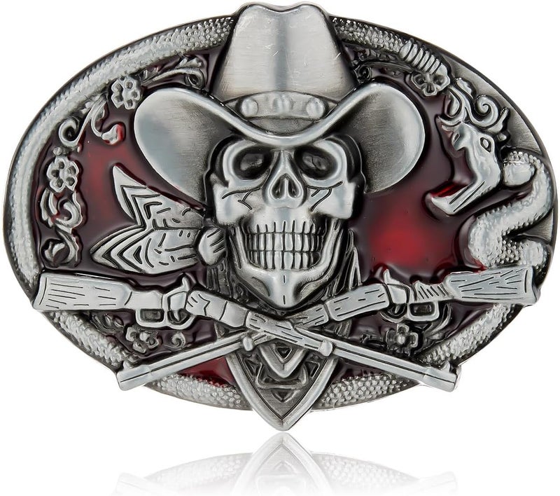 YOQUCOL Ghost Skeleton Skull Belt Buckle for Men American Native Western Cowboy Belt Buckle - Image 1